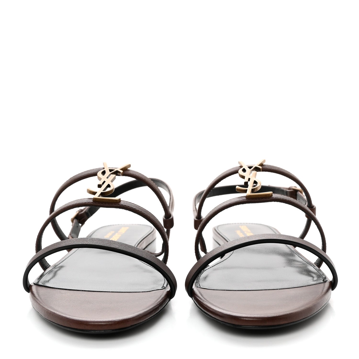 Saint Laurent Calfskin Cassandra Monogram Sandals 38 Moro 2 of 13