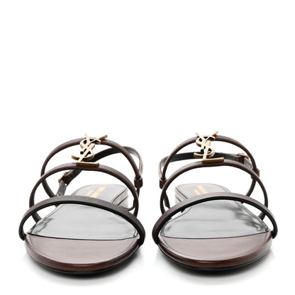Saint Laurent Calfskin Cassandra Monogram Sandals 38 Moro 2 of 13