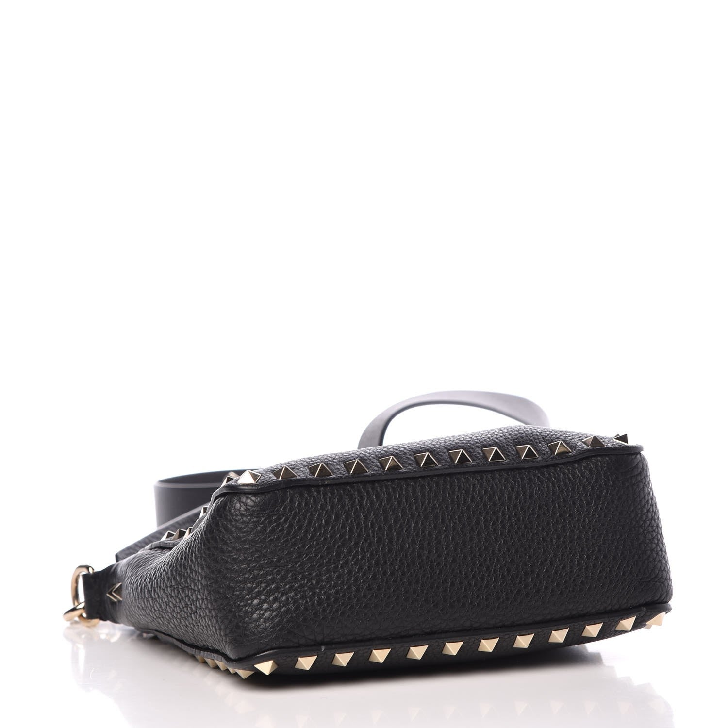 Valentino Garavani Pebbled Calfskin Mini Rockstud Flip-Lock Messenger Bag Black 4 of 7