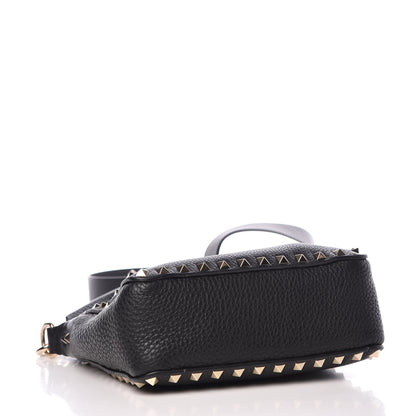Valentino Garavani Pebbled Calfskin Mini Rockstud Flip-Lock Messenger Bag Black 4 of 7
