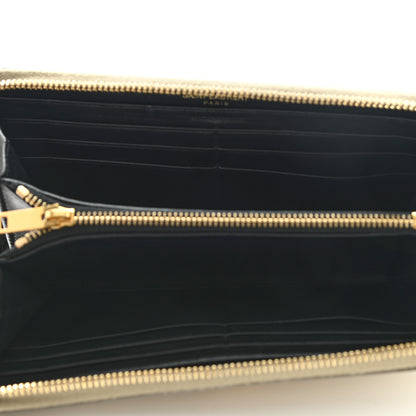 Saint Laurent Calfskin Metallic Monogram Continental Zip Around Wallet Silver 5 of 8