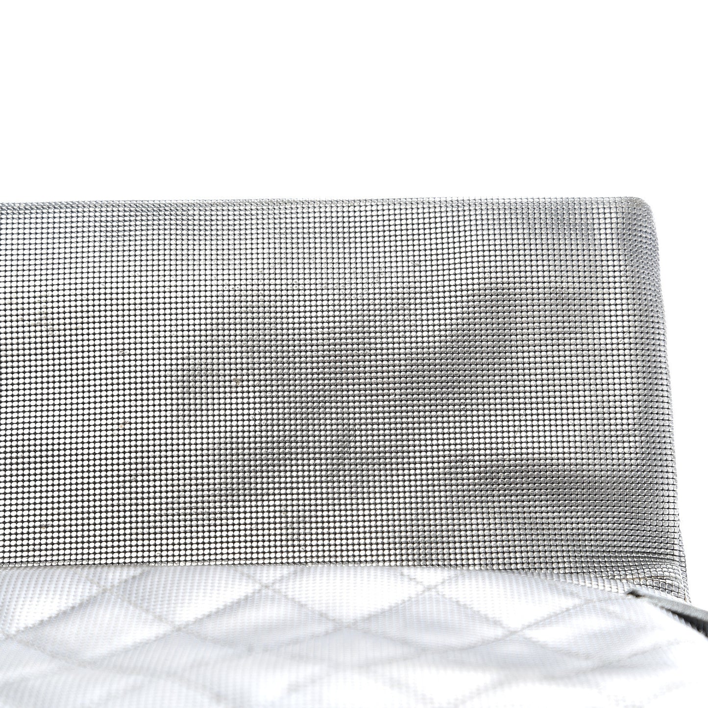 Metallic Calfskin Quilted Pixel Effect CC Beauty Clutch Silver
