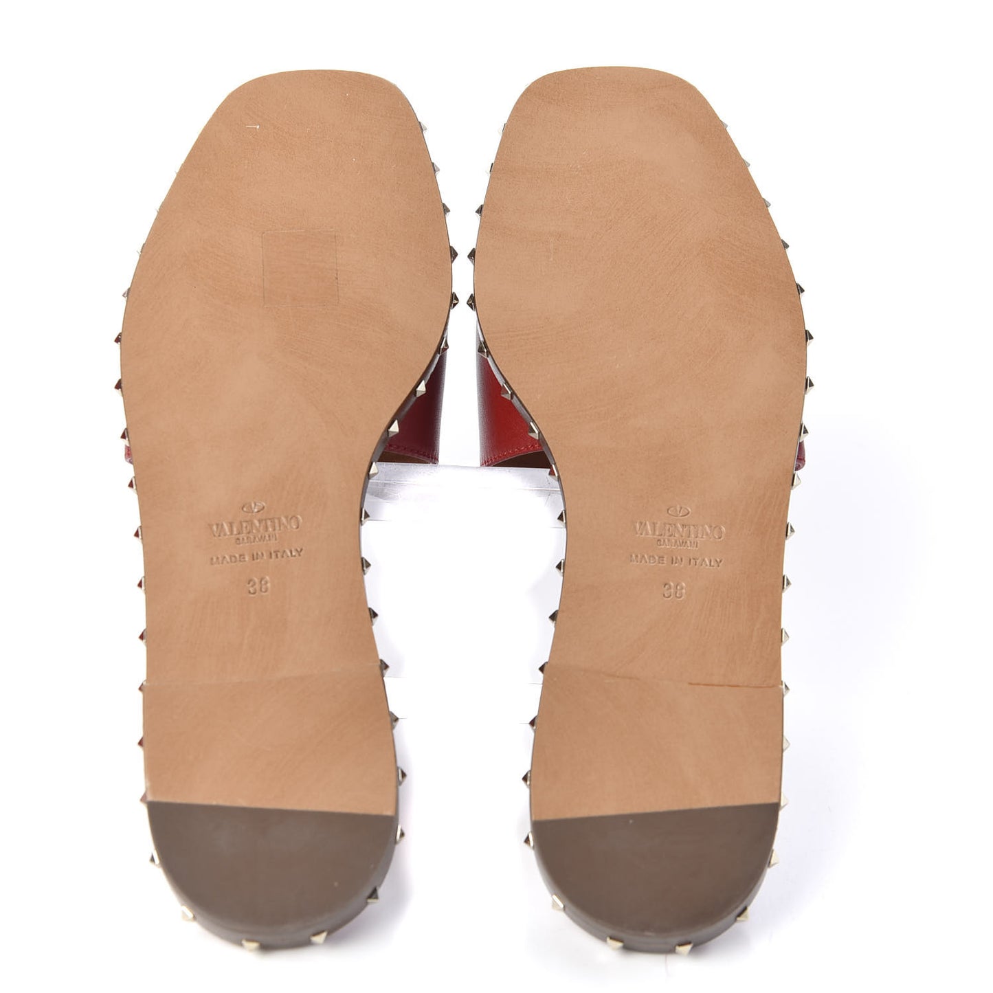 Nappa Soul Rockstud Flat Slide Sandals 38 Rosso