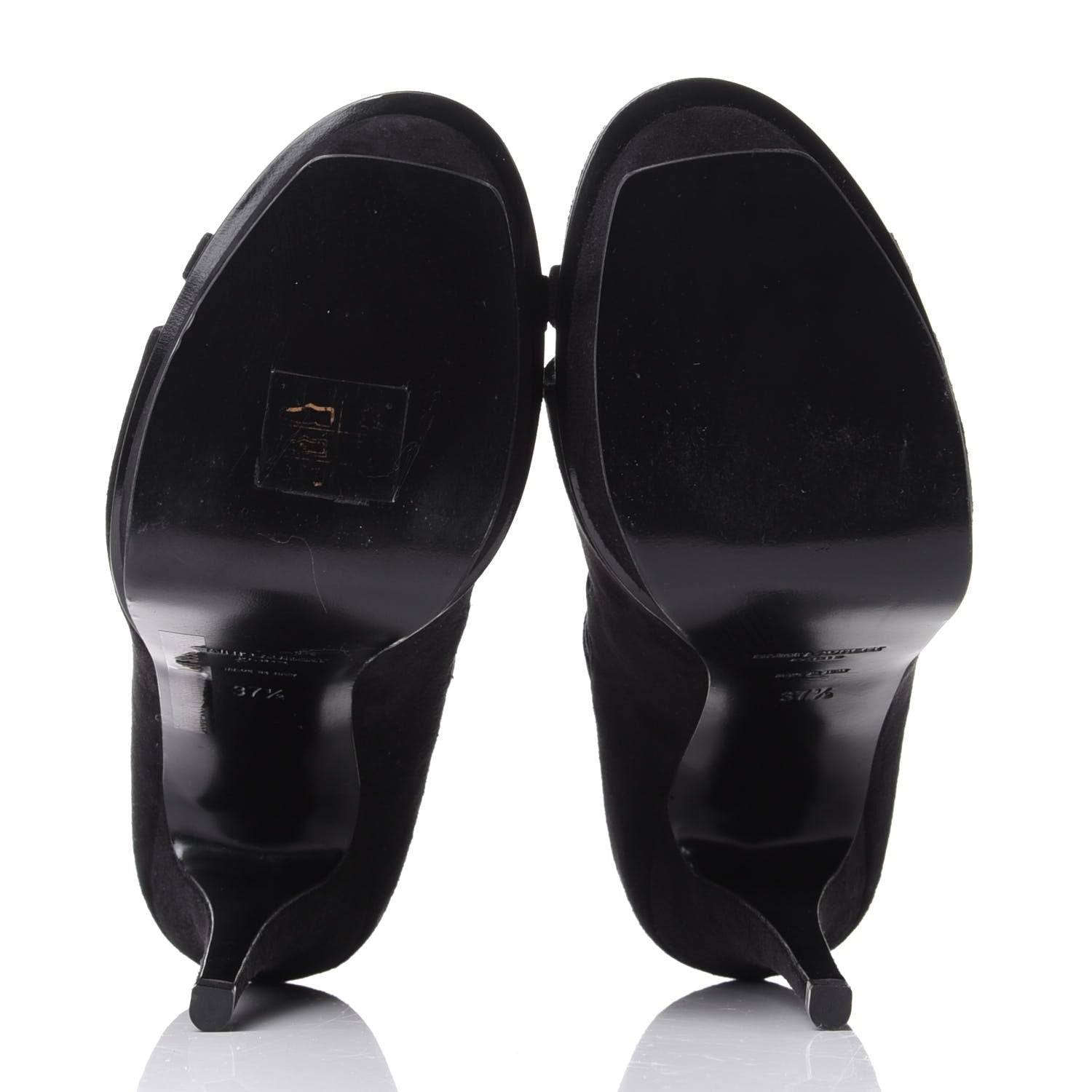Saint Laurent Kid Scamosciato Tribute 105 Platform Sandals 37.5 Black 7 of 10