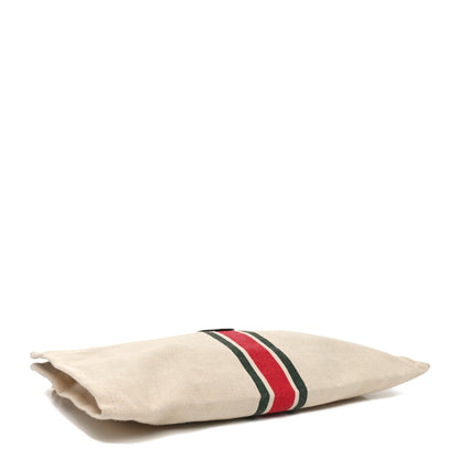 Gucci Linen Heavy Canvas Textured Dollar Calfskin Web Interlocking G Pouch Beige Brown 4 of 10