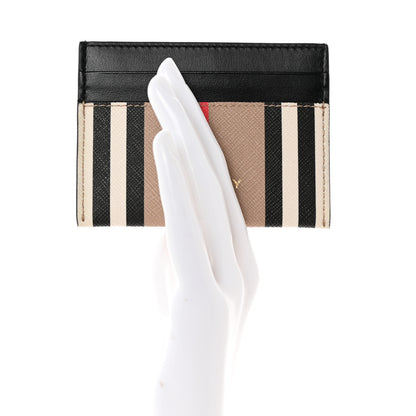 Burberry E-Canvas Calfskin Icon Stripe Card Case Archive Beige 2 of 7