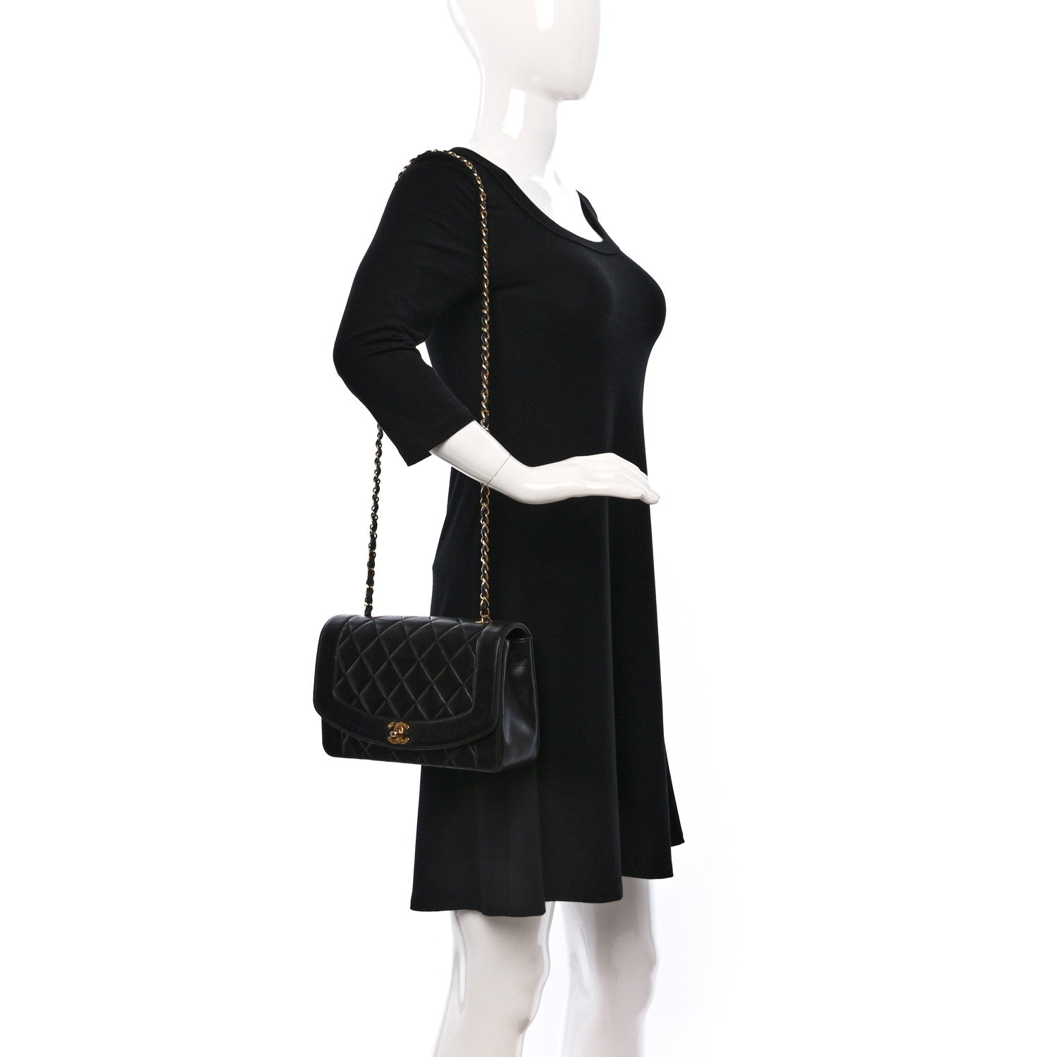 Chanel Lambskin Quilted Medium Single Flap Black 2 of 9