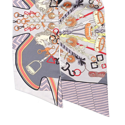 Hermes Silk Bouquets Selliers Maxi Twilly Gris Orange Vert d'Eau 4 of 4