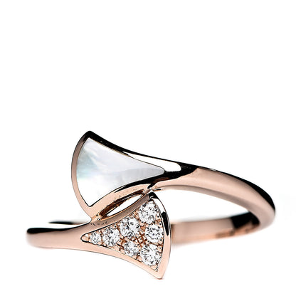 Bulgari 18K Rose Gold Diamond Mother of Pearl Divas' Dream Ring 56 7.5 1 of 5