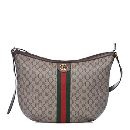 Gucci GG Supreme Monogram Web Ophidia Half Moon Hobo Brown 1 of 10