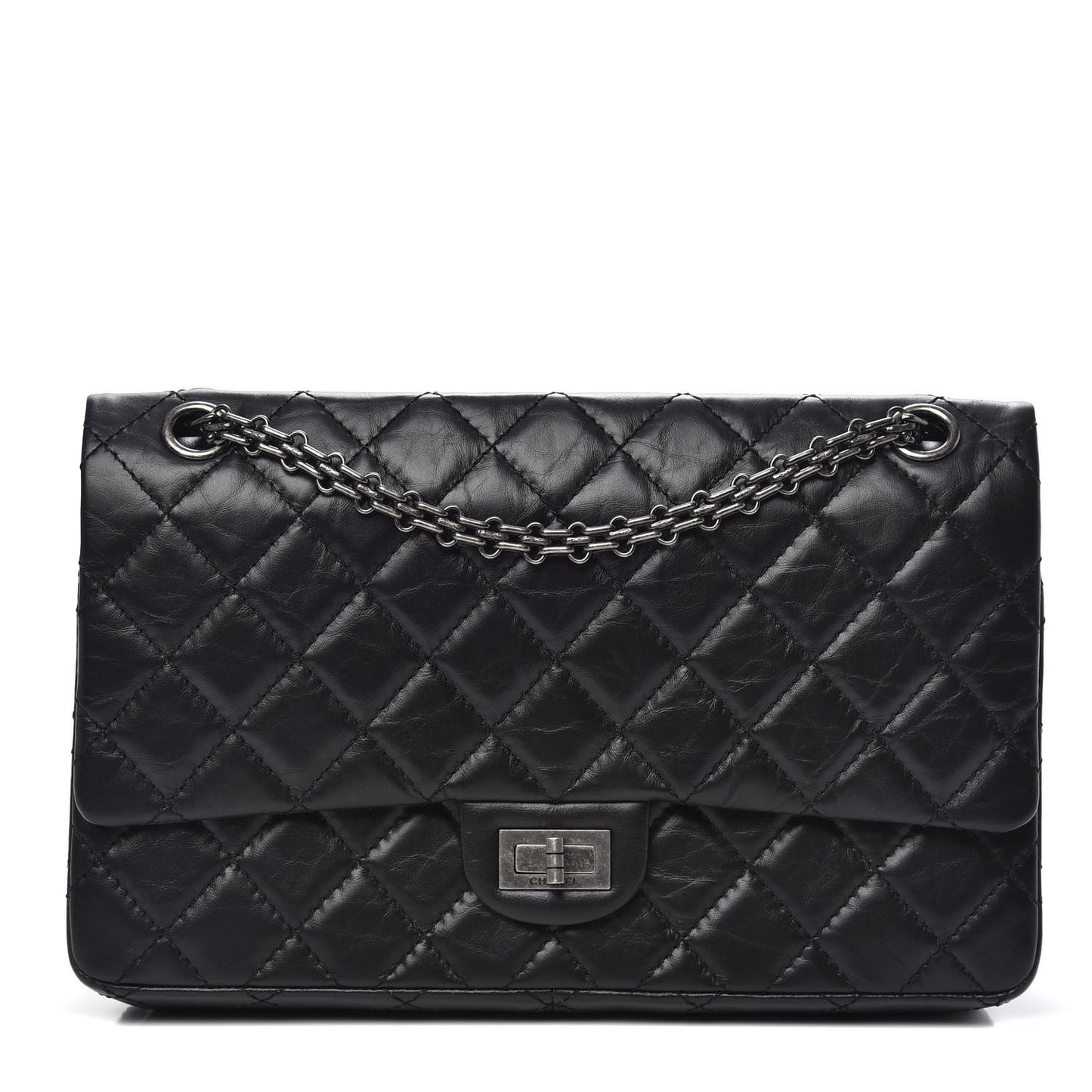 Aged Calfskin Quilted 2.55 Reissue 226 Flap Black
