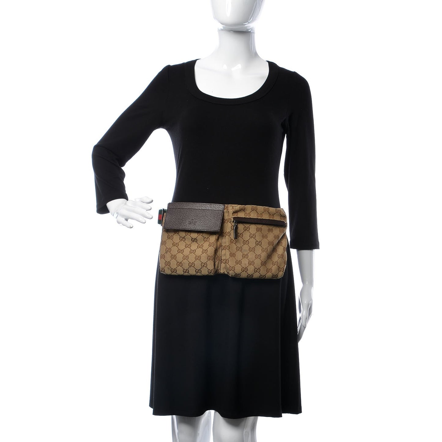 Monogram Web Belt Bag Dark Brown
