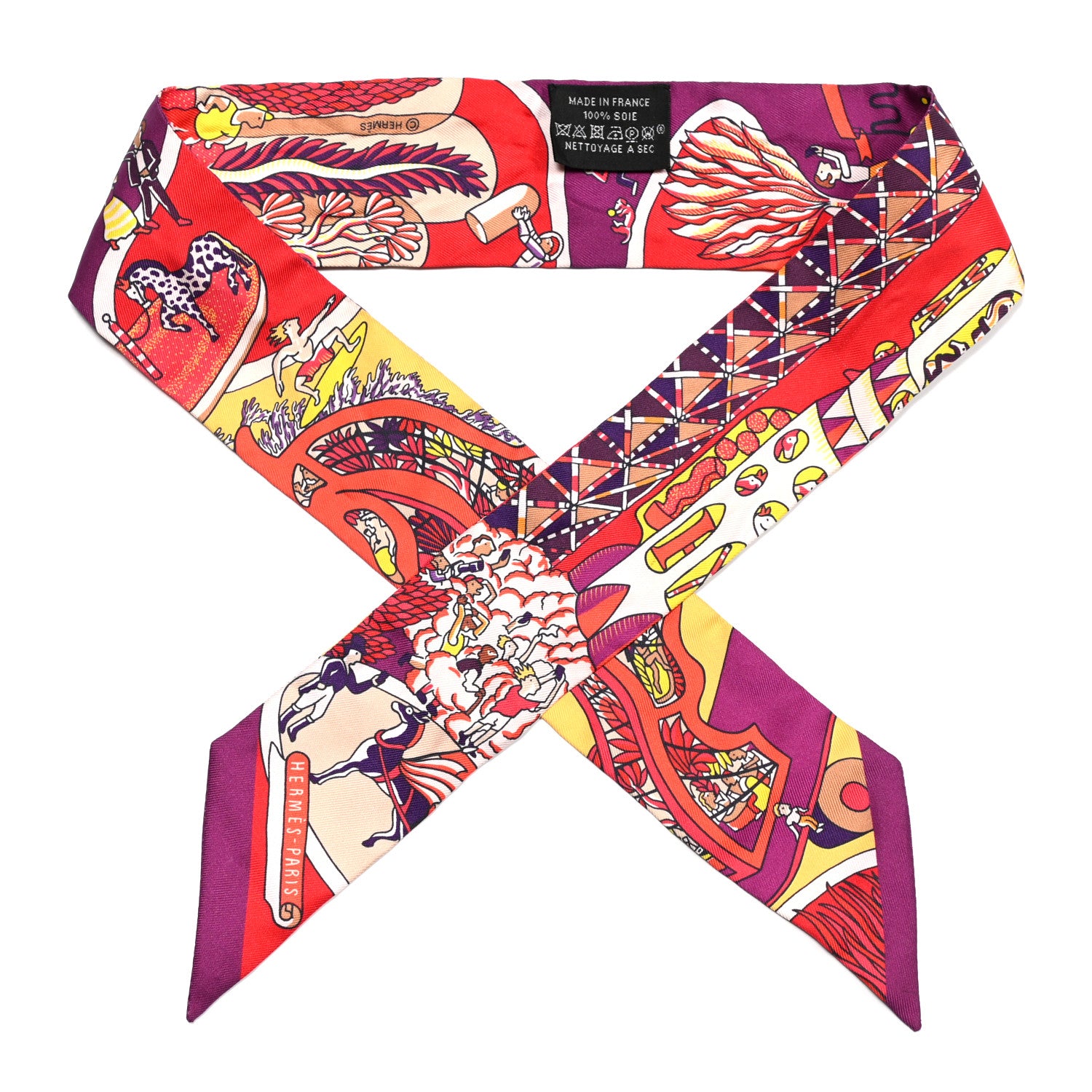 Hermes Silk Exposition Universelle Twilly Rouge Violet Jaune 1 of 4
