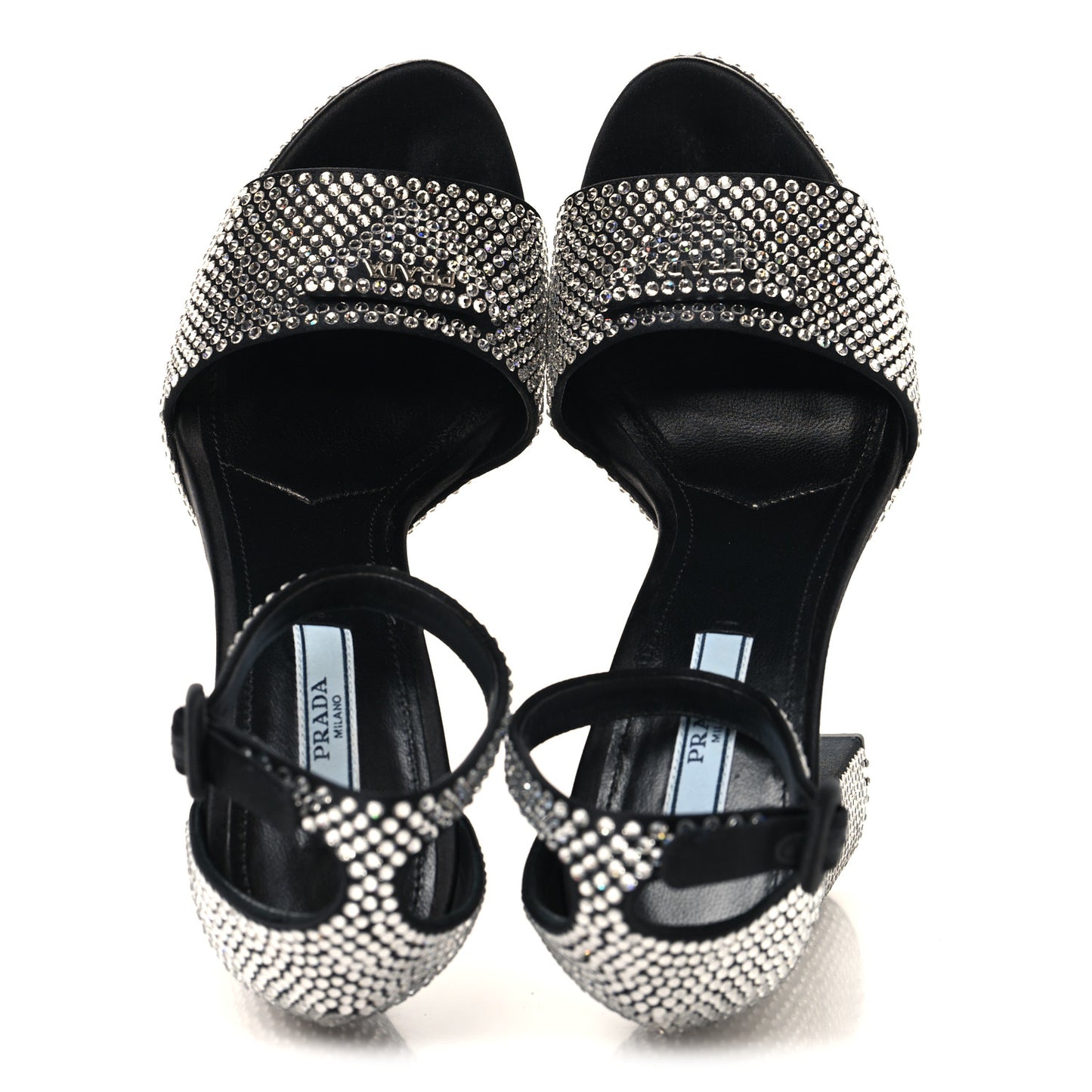 Satin Crystal Triangle Logo 40/135mm Platform Sandals 37 Cristal