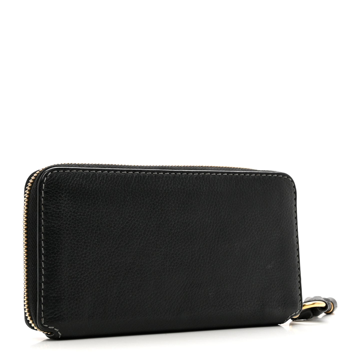 Grained Calfskin Marcie Long Zip Around Wallet Black