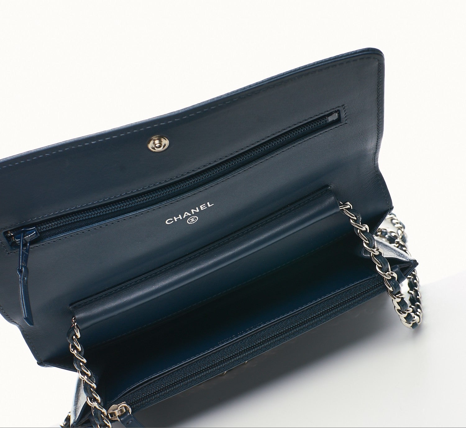 Chanel Caviar Timeless CC Wallet On Chain WOC Blue 4 of 11