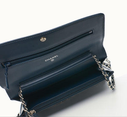 Chanel Caviar Timeless CC Wallet On Chain WOC Blue 4 of 11