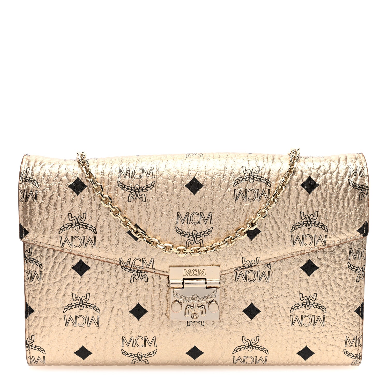 MCM Metallic Visetos Medium Patricia Wallet On Chain Gold 1 of 11