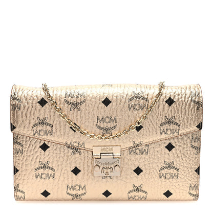 MCM Metallic Visetos Medium Patricia Wallet On Chain Gold 1 of 11