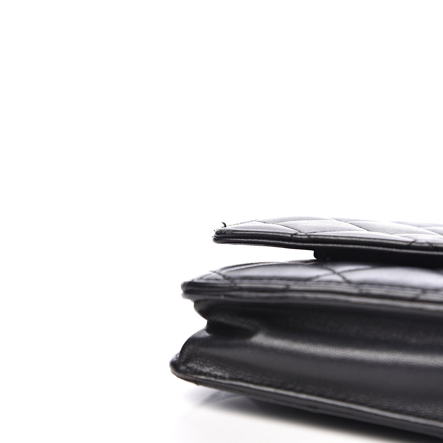 Lambskin Quilted Wallet On Chain WOC Black