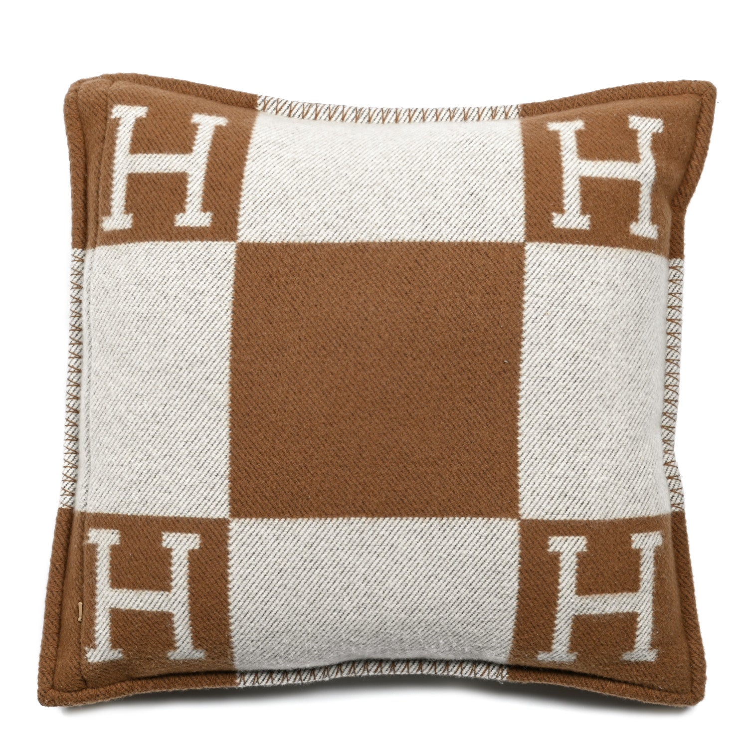 Hermes Wool Cashmere Avalon Pillow PM Ecru Camel 2 of 4