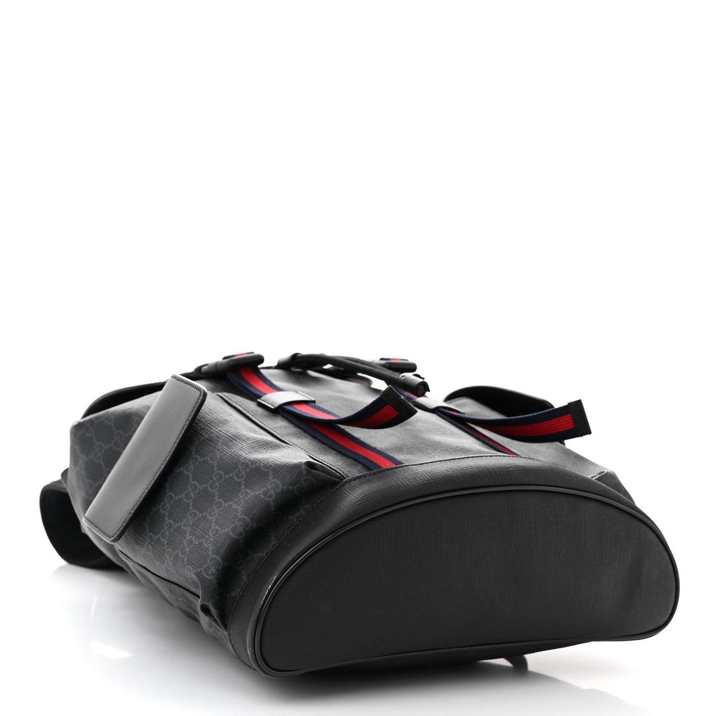 Soft GG Supreme Monogram Calfskin Web Double Buckle Backpack Black