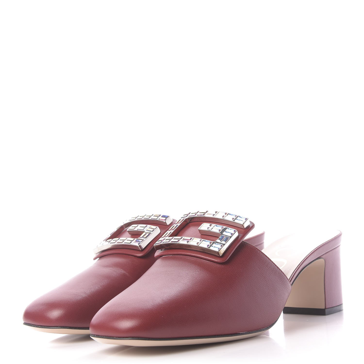 Gucci Malaga Kid Crystal Square G Madelyn Mules 40 Romantic Cerise 3 of 12
