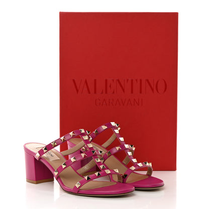 Valentino Garavani Calfskin Nappa Rockstud 60mm Caged Slide Sandals 37.5 Rose Violet 11 of 11