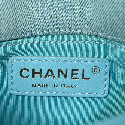 Chanel Denim Quilted Small Messenger Flap Neon Blue 6 of 10