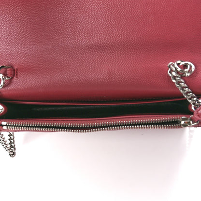Saint Laurent Grain De Poudre Matelasse Chevron Monogram Envelope Chain Wallet Blush Fonce 5 of 11
