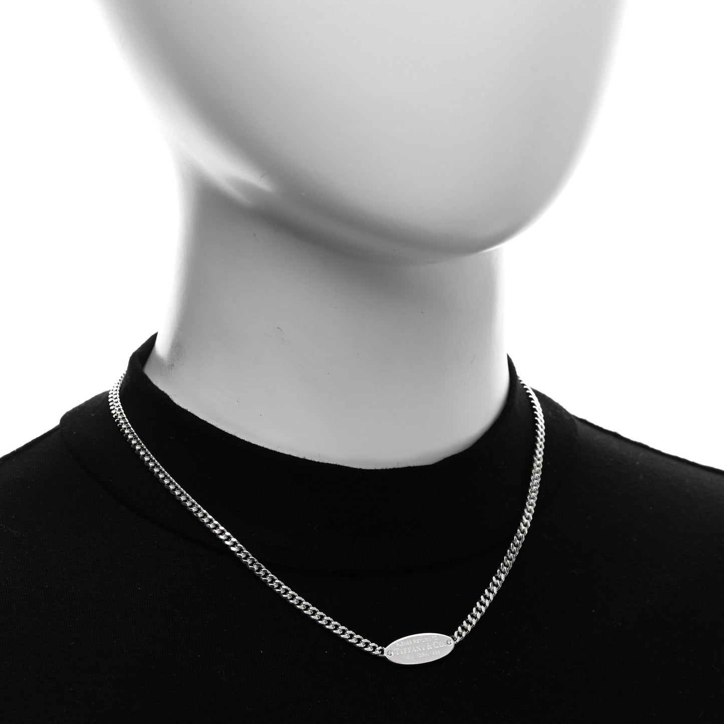 Sterling Silver Diamond Return to Tiffany ID Oval Pendant Necklace