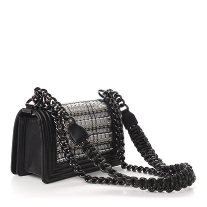 Chanel Lambskin PVC Thread Woven Small Boy Flap Black 3 of 14