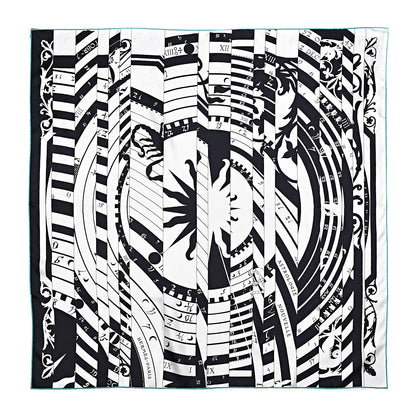 Hermes Silk Carre Astrologie Nouvelle Tattoo Scarf 90 Black White 1 of 6