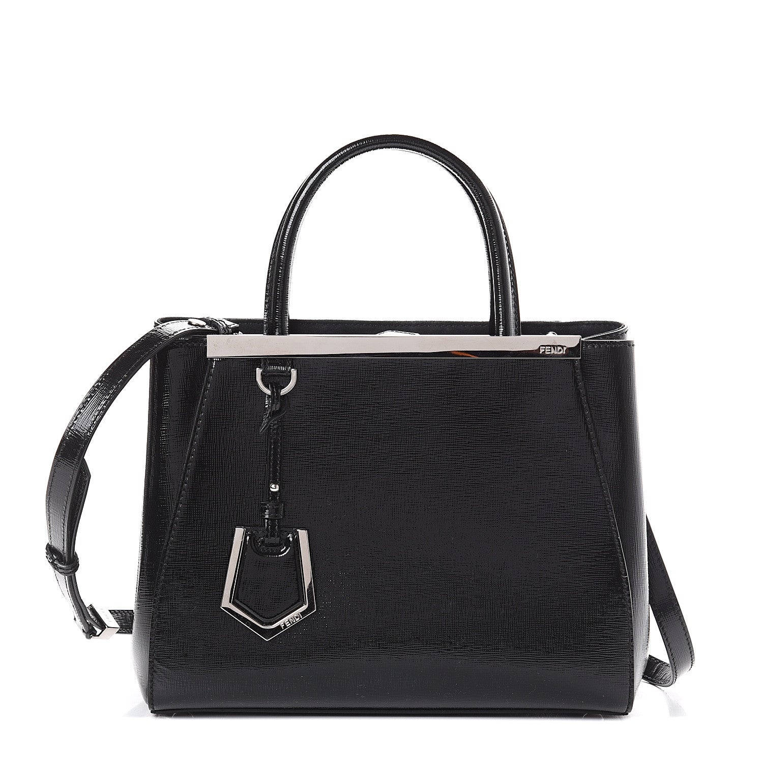 Fendi Patent Vitello Elite Petite 2Jours Tote Black 1 of 7