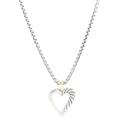 David Yurman Sterling Silver 14K Yellow Gold Mini Cable Heart Pendant Necklace 4 of 6