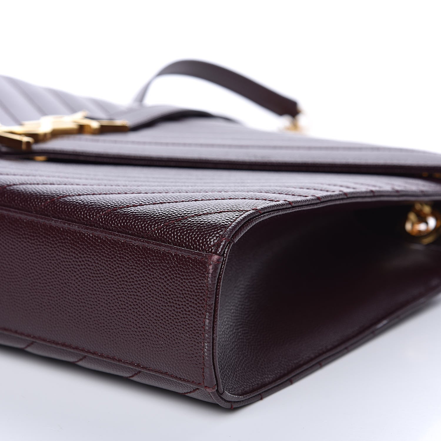 Saint Laurent Grain De Poudre Matelasse Chevron Large Monogram Satchel Rouge Legion 8 of 12