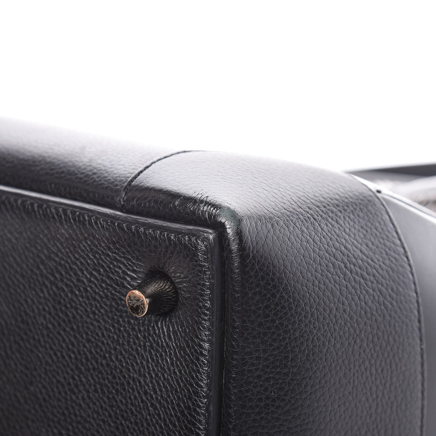 Grained Calfskin Studded Large Eloise Satchel Black