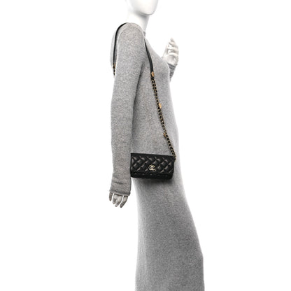 Chanel Caviar Quilted Yours Buttons Phone Holder With Chain Black 2 of 12