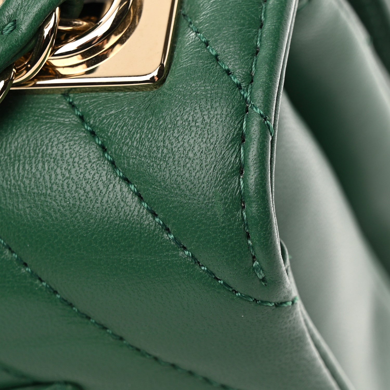 Chanel Lambskin Chevron Quilted Small Trendy CC Dual Handle Flap Bag Green 12 of 14