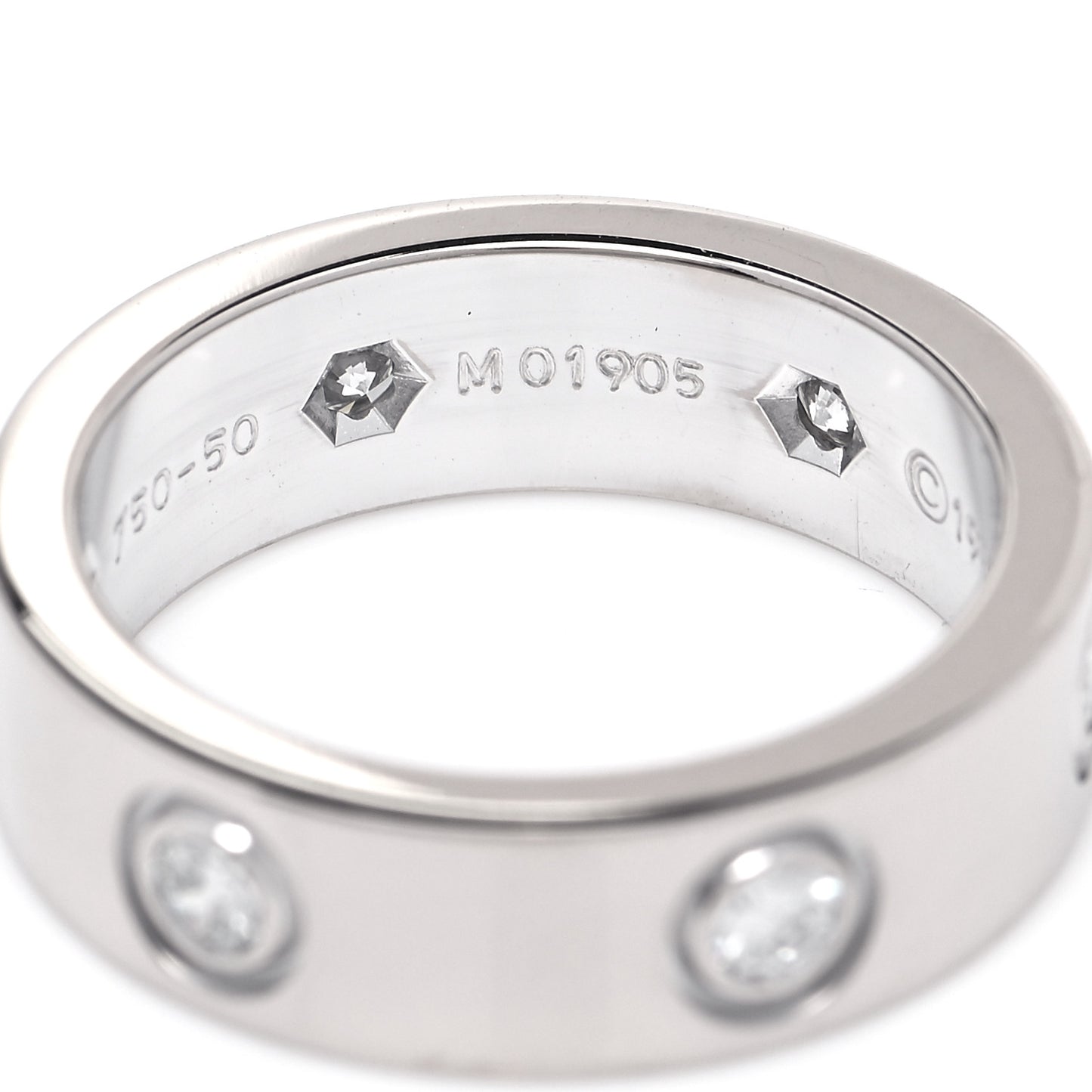 18K White Gold 6 Diamond 5.5mm LOVE Ring 50 5.25