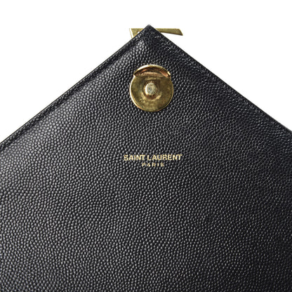 Saint Laurent Grain De Poudre Matelasse Chevron Large Monogram Satchel Black 7 of 9