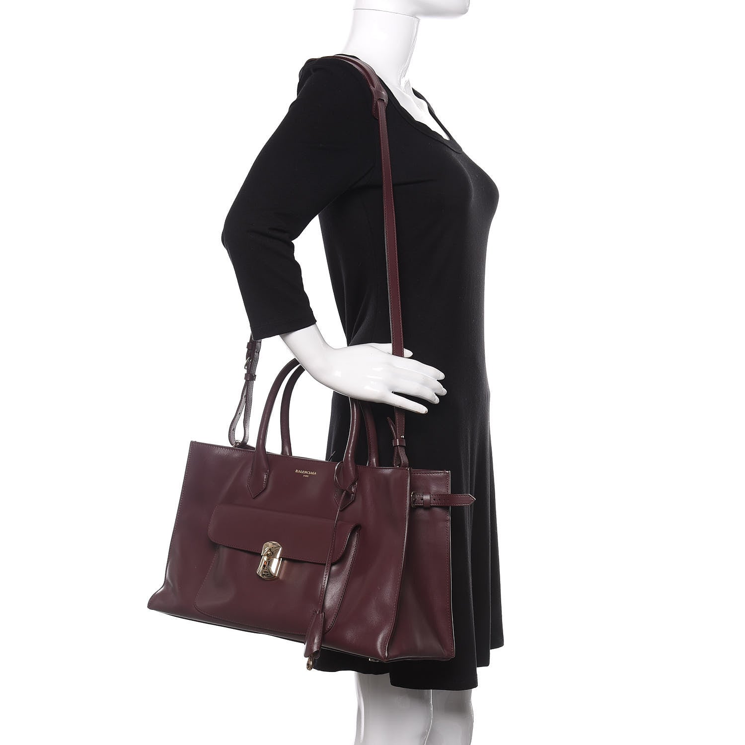 Balenciaga Calfskin Padlock Work S Bag Rouge Acajou 2 of 10