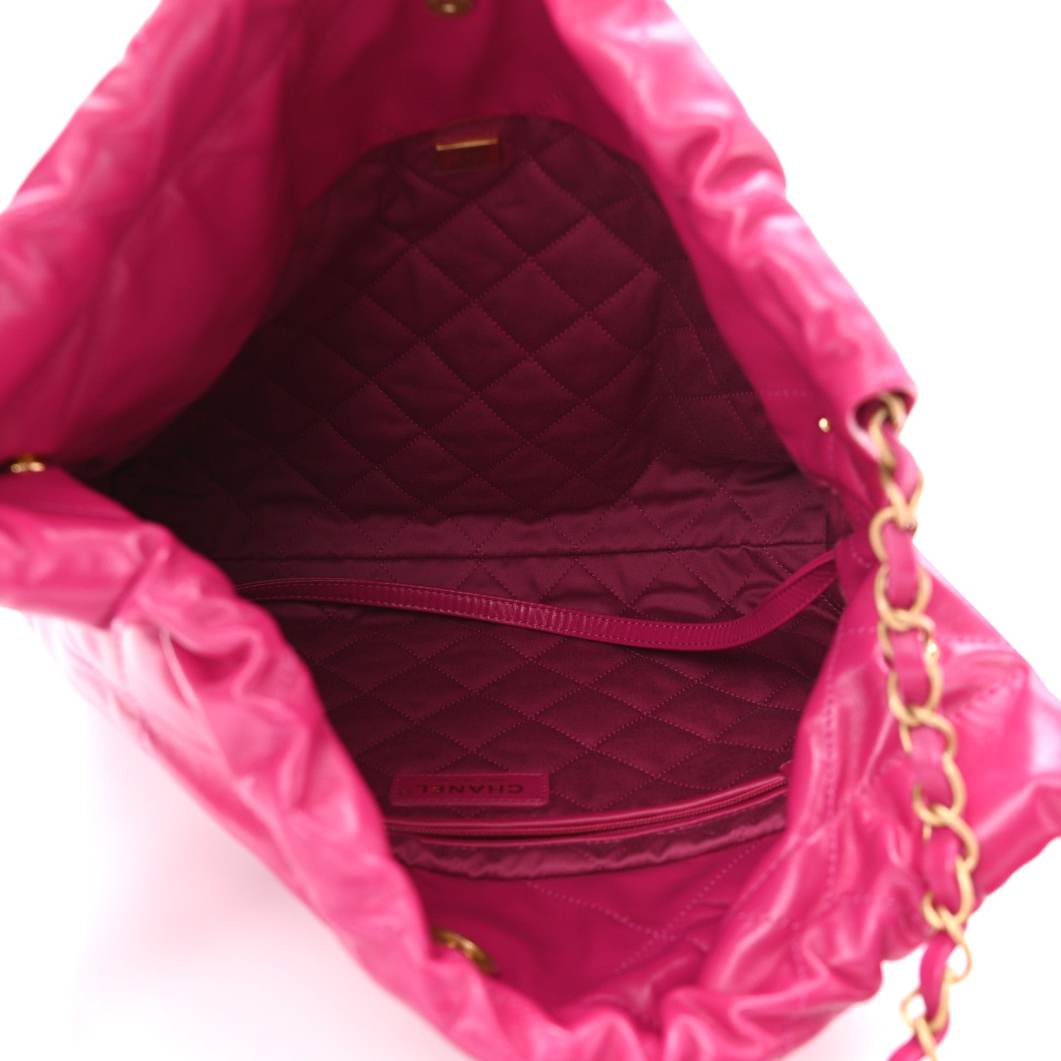 Chanel Shiny Calfskin Quilted Small Chanel 22 Fuchsia 5 of 12