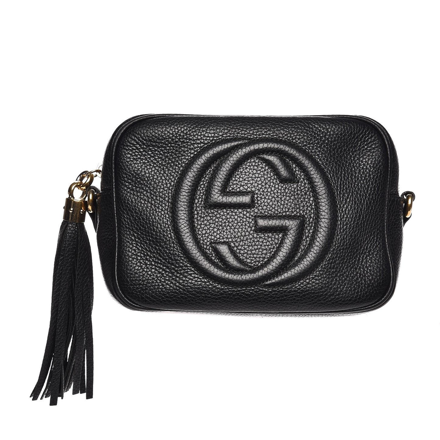 Pebbled Calfskin Small Soho Disco Bag Black
