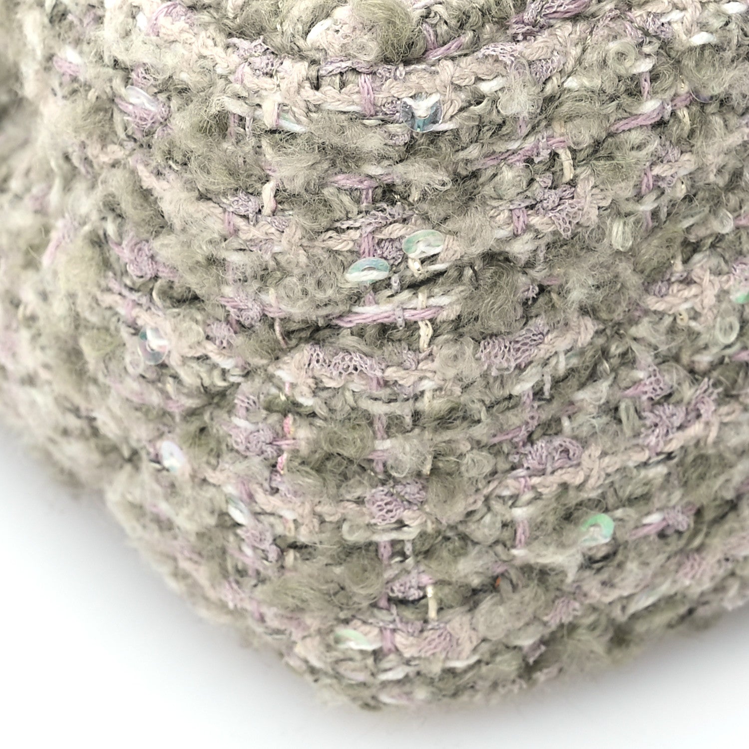 Chanel Wool Tweed Sequin Quilted Mini Rectangular Flap Green Beige Ecru 9 of 10