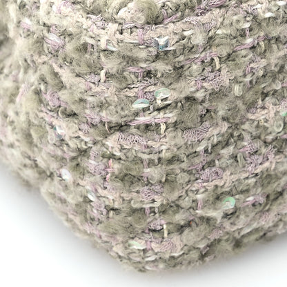 Chanel Wool Tweed Sequin Quilted Mini Rectangular Flap Green Beige Ecru 9 of 10