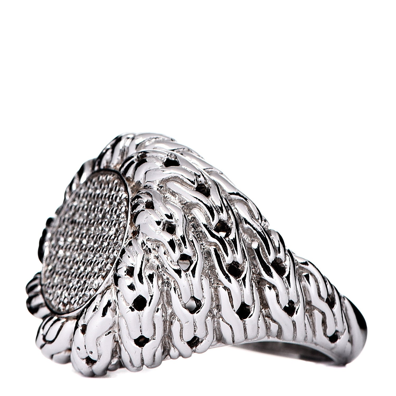 John Hardy Sterling Silver Diamond Chain Ring 55 7.25 2 of 6