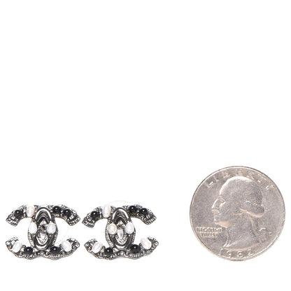 Chanel Pearl Bead CC Earrings Dark Silver 2 of 4
