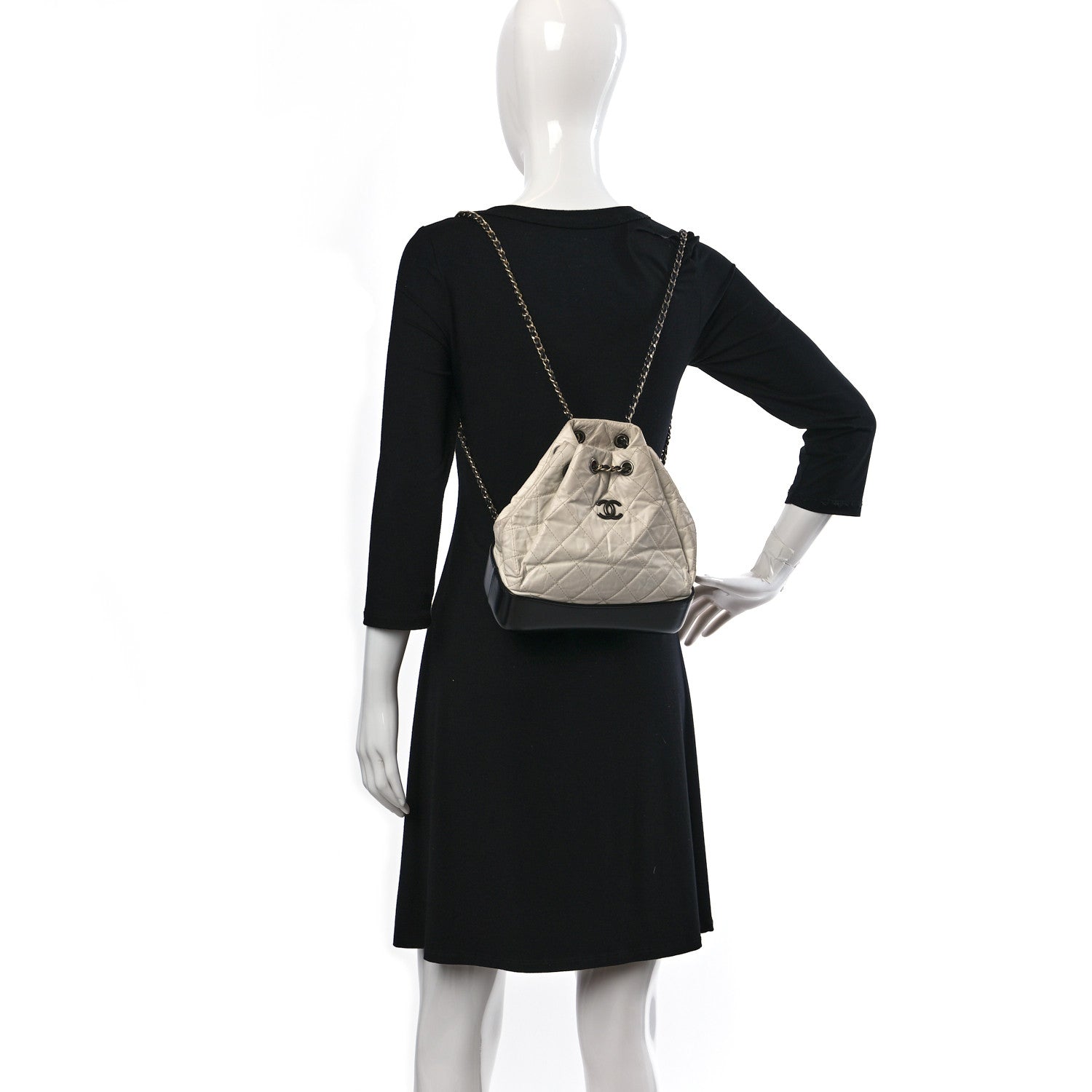 Chanel Aged Calfskin Quilted Small Gabrielle Backpack Black White 2 of 14