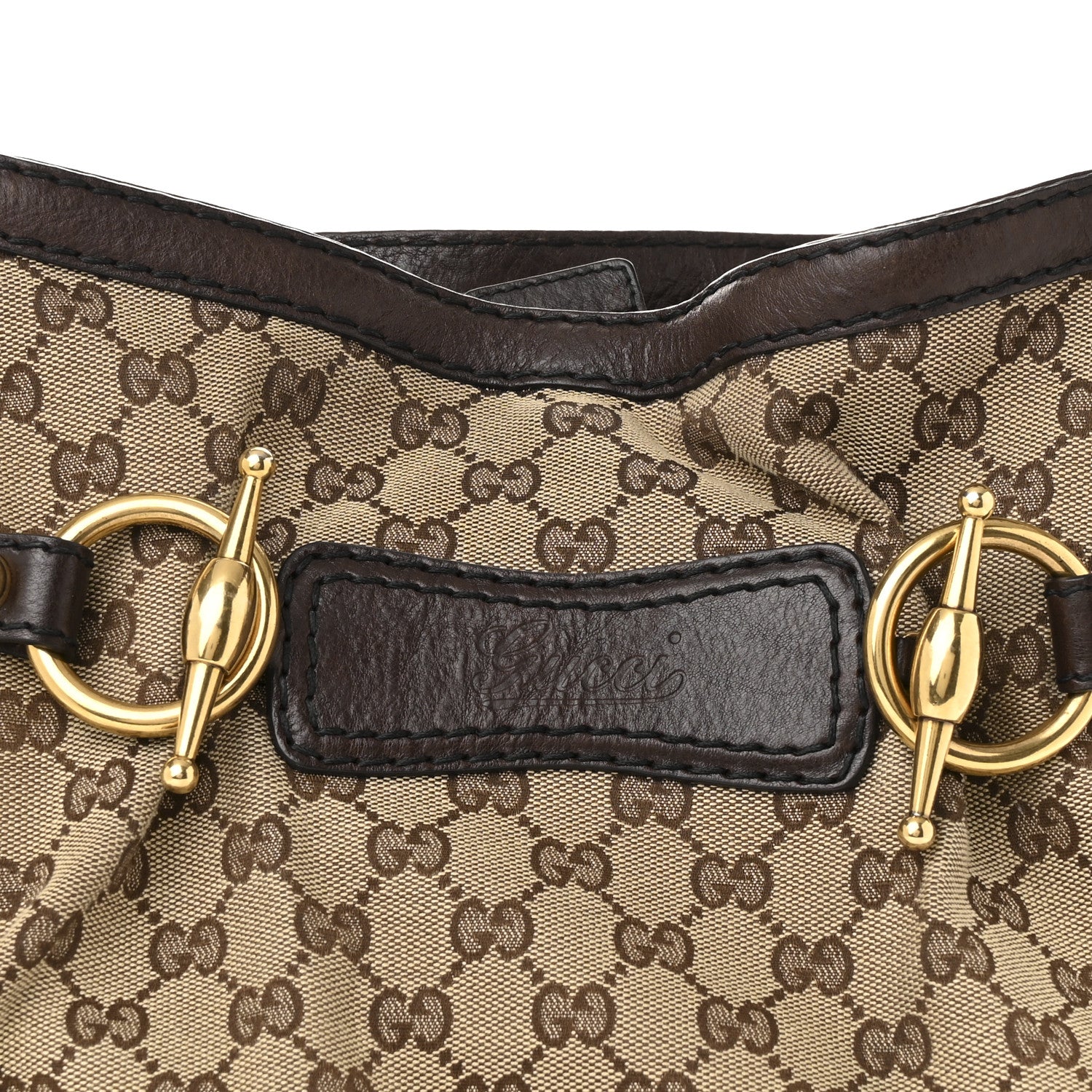 Gucci Monogram Medium Jockey Tote Dark Brown 8 of 14